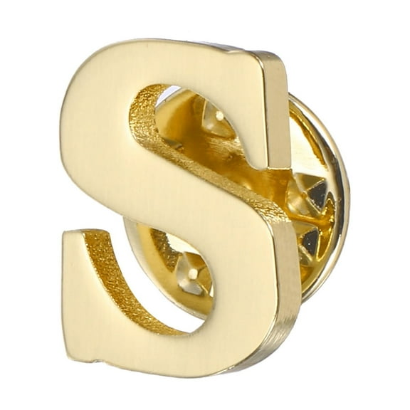 Uxcell Letter Lapel Pins, Initial Alphabet Letter S Collar Pins Brooch for Women Men Shirt Dress Suits, Gold Tone