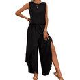 thumbnail image 3 of Conjuntos de Dos Piezas de Verano para Mujer: Camiseta Sin Mangas y Pantalones Anchos A Juego, Chándal A Rayas 2025 Negro S, 3 of 10