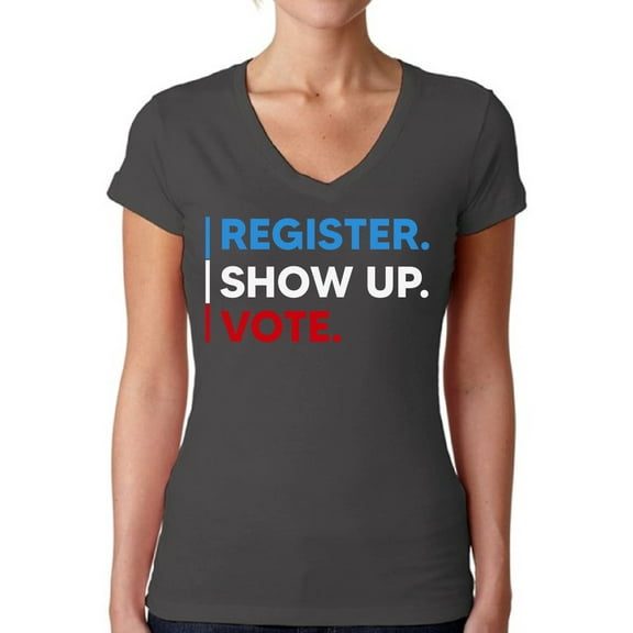 Awkward Styles Voting Shirts for Women 2020 USA Election V-neck T Shirt Register Show Up Vote Democracy Shirt Voter T Shirt