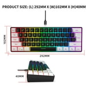 HXSJ V700BW+X100 USB Keyboard and Mouse Combo, Wired Gaming Mouse, Colorful LED Lighting, 4-Level DPI Max.3600DPI for PC Laptop
