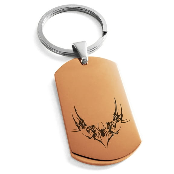 Stainless Steel Wicked Black Widow Engraved Dog Tag Keychain Keyring