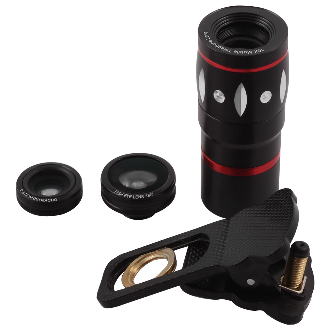 Kit Obiettivo 3 In 1 Per Telefono – Fisheye 180°, Grandangolo 0.67x E Macro 10x – Con Clip Universale In Metallo E Vetro