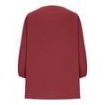 thumbnail image 6 of Dvprdro Womens 3/4 Sleeve V Neck Tops Embroidered Cotton Linen Blouses Vacation Going Out Tops Wine XL, 6 of 9