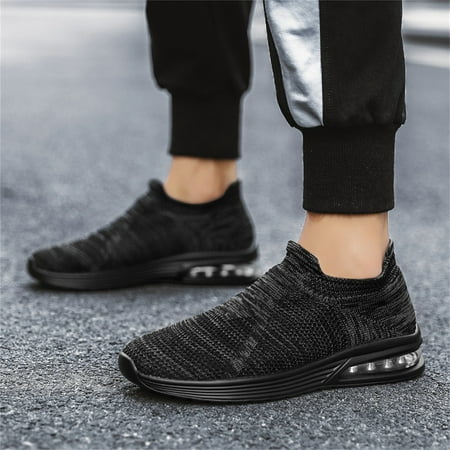 

Fashion Summer Men Sneakers Mesh Breathable Comfortable Air Cushion Sole Casual Slip On Black 10.5