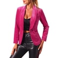 thumbnail image 1 of BLAZER DE VELVET CHIC PARA MUJER INSPIRADOR COLOR SÓLIDO CON SOLAPA Y UN BOTÓN CHAQUETA DE TRAJE PARA TRABAJAR 2XL ROSA FUERTE, 1 of 6
