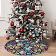 thumbnail image 5 of Picia Colored Glass1 Print Christmas Tree Skirt , Christmas Tree Skirt Ornaments for Merry Christmas Holiday Party Decorations Indoor Outdoor-48", 5 of 7
