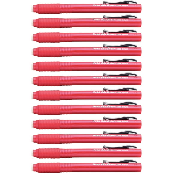 Pentel, PENZE22BBX, Rubber Grip Clic Eraser, 12 / Box