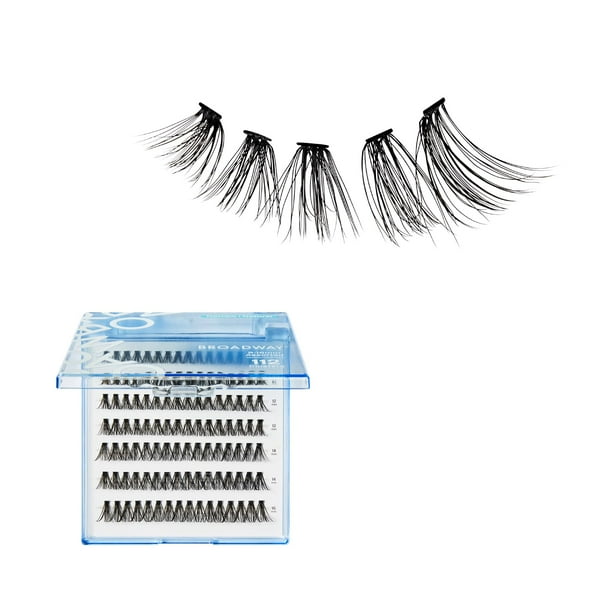 Broadway Lash Clusters 9-16 mm, 140 piezas de pestañas postizas tenues naturales surtidas, extensiones de pestañas individuales personalizables para principiantes, banda estrecha ligera y cómoda, idea