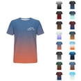 thumbnail image 1 of T-shirts Dégradé Montagne pour Femmes 2026 Été Décontracté Manches Courtes Col Rond T-Shirts Graphiques Randonnée Camping Hauts, 1 of 3