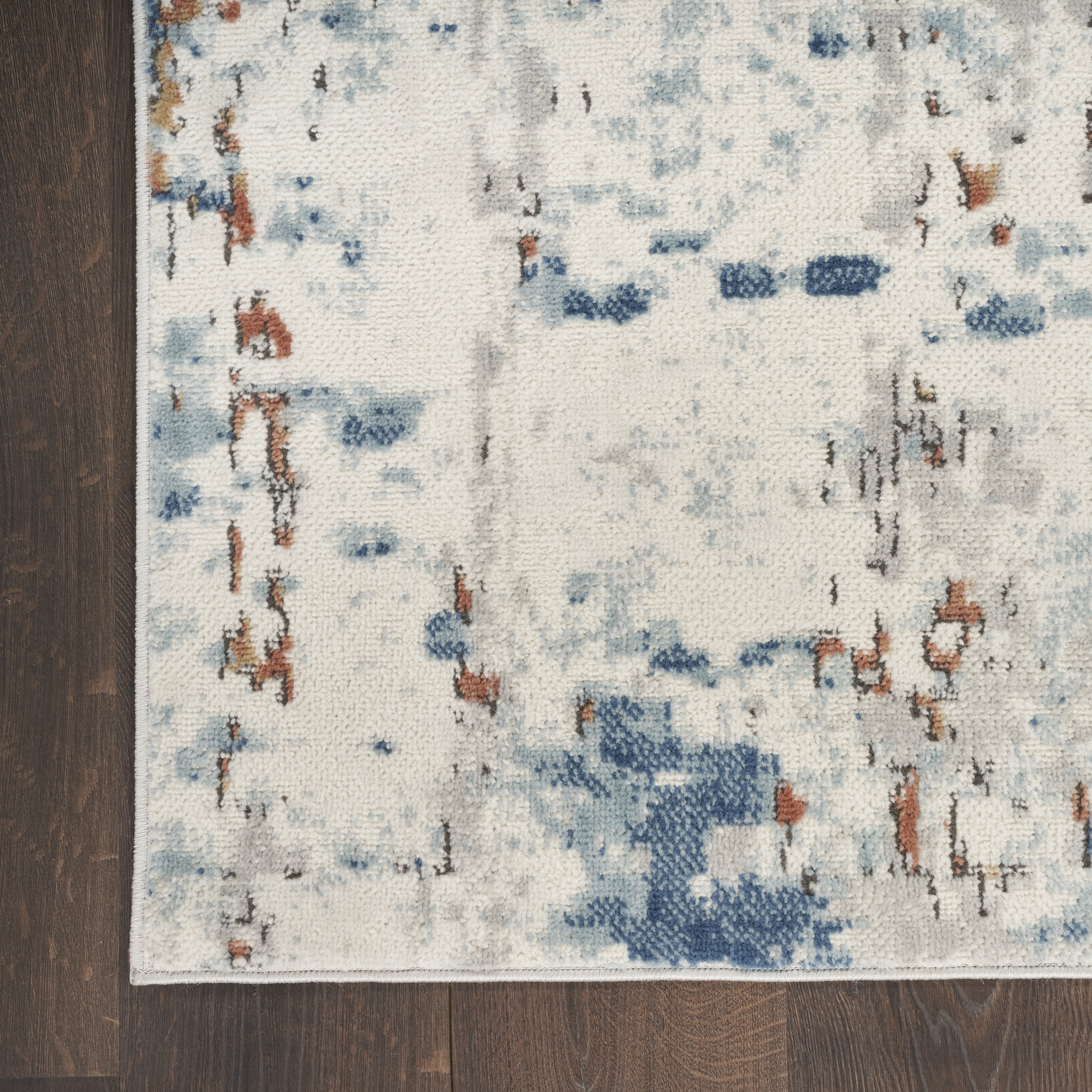 Nourison Concerto Abstract Beige Blue Rust 2'2" x 7'6" Area Rug, (2x8)