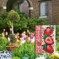 thumbnail image 5 of Welcome Spring Summer Strawberry Decorative Garden Flag, Red Fruit Plaid Check Farmhouse Yard Outside Decorations, Seasonal Burlap Outdoor Small Home Decor Double Sided 12.5x18, 5 of 6