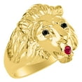 thumbnail image 4 of RYLOS Rings Gold Plated Silver Lion Head Ring Black Diamonds Eyes & Gemstone Mouth Fun Designer Rings Ruby  Jewelry Size 13, 4 of 7