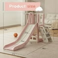 thumbnail image 2 of Pink Toddler Slide,Kids Climber Slide with Storage Space Indoor Outdoor Playset with Basketball Hoopa and Telescope,Slide for Toddlers Age 1-3, 2 of 6