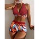 thumbnail image 1 of Bikinis Sexy Para Mujeres 2022 Verano De Dos Piezas Estampado De Mármol Traje De Baño Femenino Push Up Halter Acanalado Envoltura Alta Frontal, 1 of 4