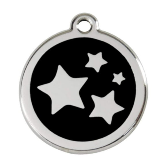 Red Dingo Custom Engraved Enamel Tag - Star (black, large)