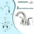 thumbnail image 2 of CASAINC 4 in. Centerset Double Handle Mid Arc Bathroom Sink Faucet Lavatory Faucet with Stainless steel Drain in Brushed Nickel, 2 of 10