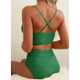 thumbnail image 3 of Bikini Herseas acanalado con aro en U y cuello en V, tiro alto, verde oscuro, talla L, 3 of 6