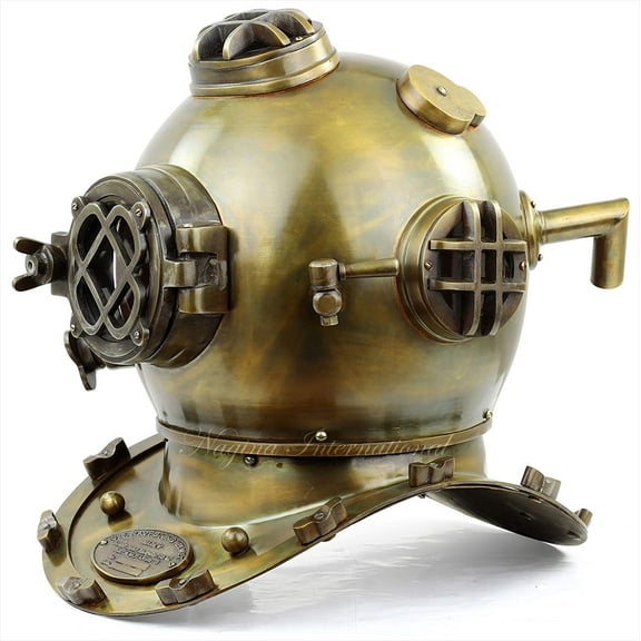 18" Antique Brass Oil Rubbed Finish Scuba Diving Helmet | US Navy Mark V Deep Marine Divers Gift Ideas | Sea Maritime Nautical Decor Ideas