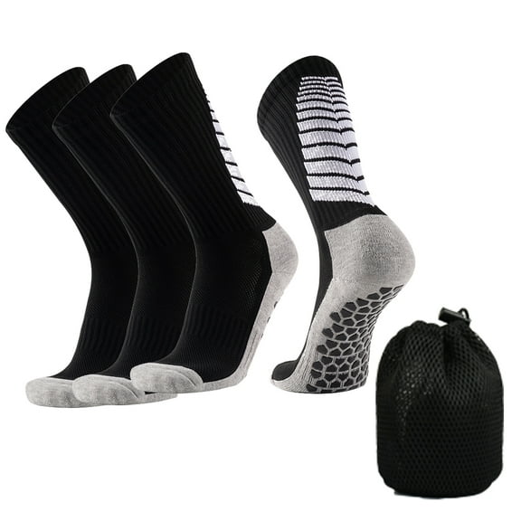 3 Pairs Men Cushioned Athletic Socks, Anti-Blister Compression Sports Crew Socks For Men Outdoor Running Hiking Moisture Wicking Work Boot Socks Gifts