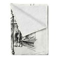 thumbnail image 2 of Eiffel Tower Soft Flannel Fleece Throw Blanket, Paris Sketch Style Cafe Restaurant Landmark Canal Boat Lantern Retro Print, Cozy Plush for Indoor and Outdoor Use, 50" x 70", Black White, by Ambesonne, 2 of 5