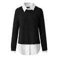 thumbnail image 3 of Yokua Women's Sweater 2 in 1 Shirt Loose Solid Color Long Sleeve Bottoming Comfortable Sweater Pullover, 3 of 9