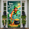 thumbnail image 5 of Green Theme St. Patrick's Day Banner Shamrock Pattern Irish Festival Display Gold Coins Design Beer Mug Leprechaun Backdrop for St. Patrick's Day Party Irish Celebration Pub Event, 5 of 9