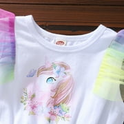 4T Baby Girl Dress Unicorn Rainbow Tutu Dress Baby Girl Summer Clothes Princess Dress 4-5T Baby Girl Dress