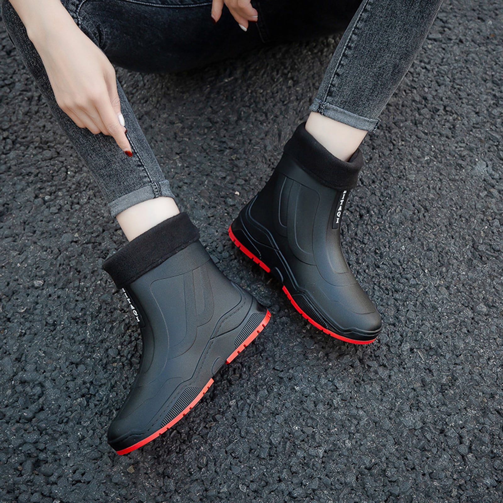 AUXDIQ Rain Boots Women Men Short Ankle Waterproof Rain Shoes Outdoor Garden Shoes