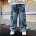 thumbnail image 2 of TOWED22 Boys Baggy Jeans Kids Casual Straight Leg Loose Fit Denim Pants with Pockets 5-14 Years(Blue,13-14 Y), 2 of 9
