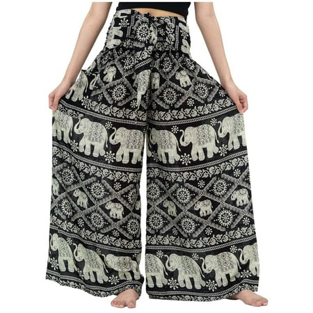 

Dadaria Wide Leg Boho Pants for Women Bow Loose High Waist Pleated Wide Printing Trousers with Pockets Pants Gray S Female