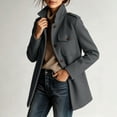 thumbnail image 3 of Jovrlynd Womens Coats Wool Stand Collar Button Winter Mid Length Warm Jackets with Pockets, S-3XL, 3 of 9