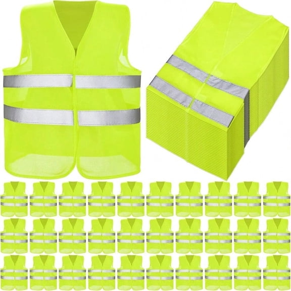 JaGely High Visibility Safety Vest Bulk Reflective Mesh Security Vest For Men Women Work Cycling Runner Neon
