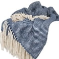 thumbnail image 5 of HomeRoots 518779 Navy Blue Woven 100 Percent Cotton Throw Blanket, 5 of 6