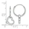 thumbnail image 2 of 925 Sterling Silver Rhodium Plated Love Heart Hoop Earrings 22.7x10mm Wide 1.6mm Thick Hoop Earring for Women, 2 of 2
