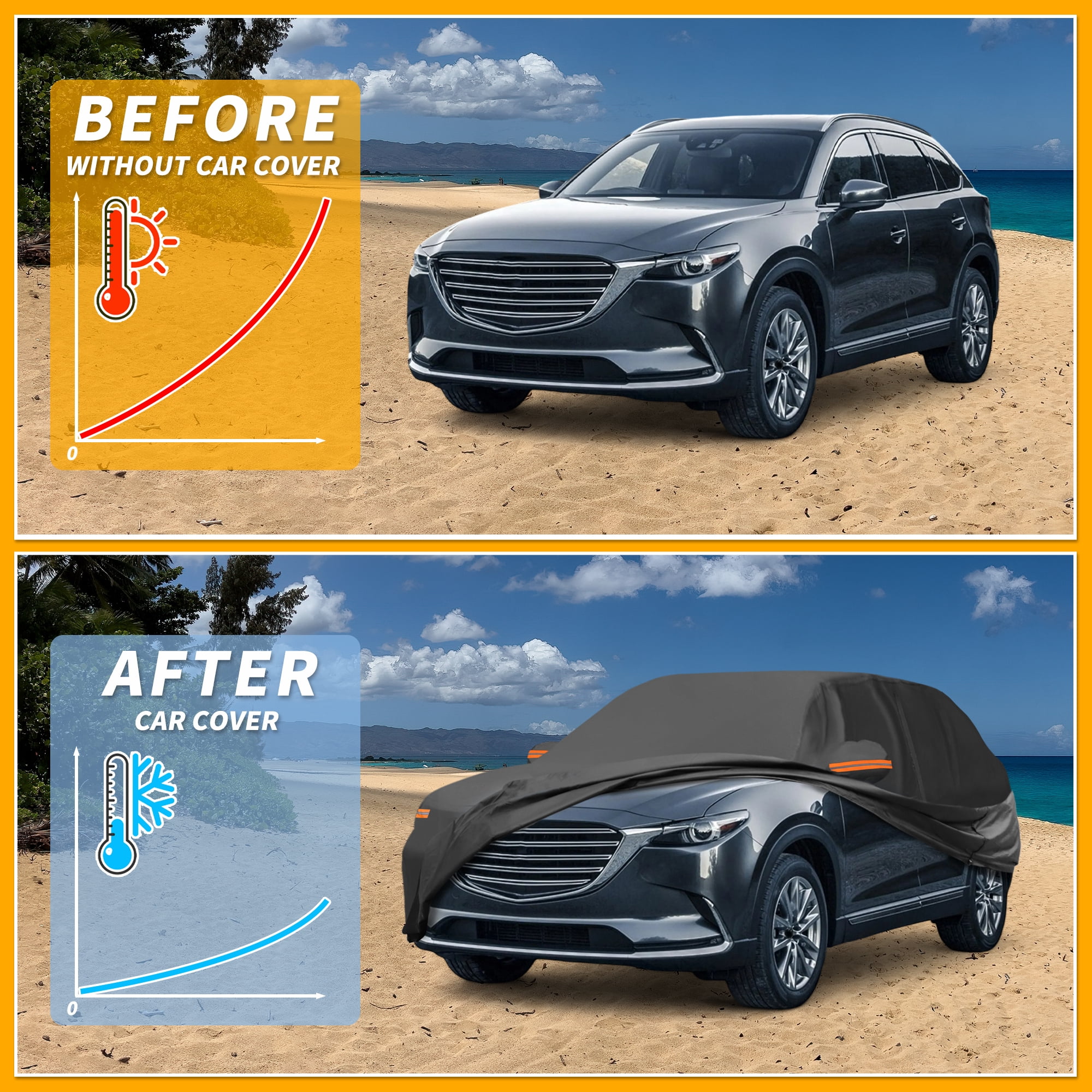 Unique Bargains Durable Waterproof Car Cover Black ["for Mazda CX-9"]