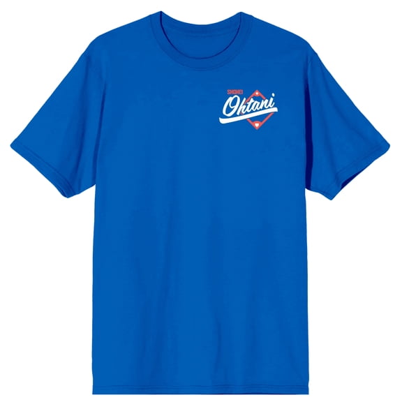 Shohei Ohtani Baseball, Sports, Game, Ball and Base, Japanese Professional Pitcher and Designated Hitter for the Los Angeles Dodger, Shotime, number 17 on Royal Adult T-Shirt-3XL