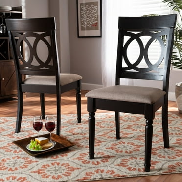 Baxton Studio Lucie Modern and Contemporary Sand Fabric Upholstered and Espresso Brown Finished Wood 2-Piece Dining Chair Set Set