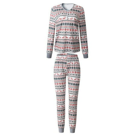

EleaEleanor Christmas Parent-child Home Suit Pajamas Autumn and Winter New Family Set Fashion Cotton Warm Round Neck Long-sleeved Printed