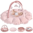 thumbnail image 1 of Gimnasio convertible 5 en 1 con 6 juguetes, estera para el desarrollo sensorial, centro de actividades para bebés de recién nacido a niño, pozo de bolas, cama de gato y perro, cama de felpa suave para, 1 of 5