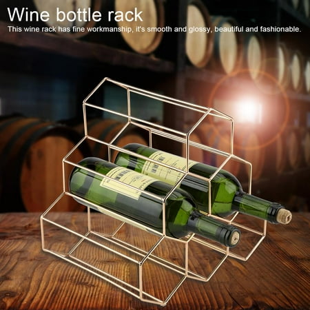 Wrought Iron Metal Wine Rack HERCHR Wine Holder, Modern Geometric Shape Wine Rack Holder Metal Home Bar Compact Wine Bottles Display Shelf, Metal Wine Rack, Triangle wrought iron French golden wine rack, Wine Rack, Wine Shelf ()