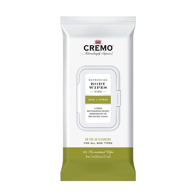Toallitas corporales Cremo Refreshing Sage & Citrus, 60 unidades