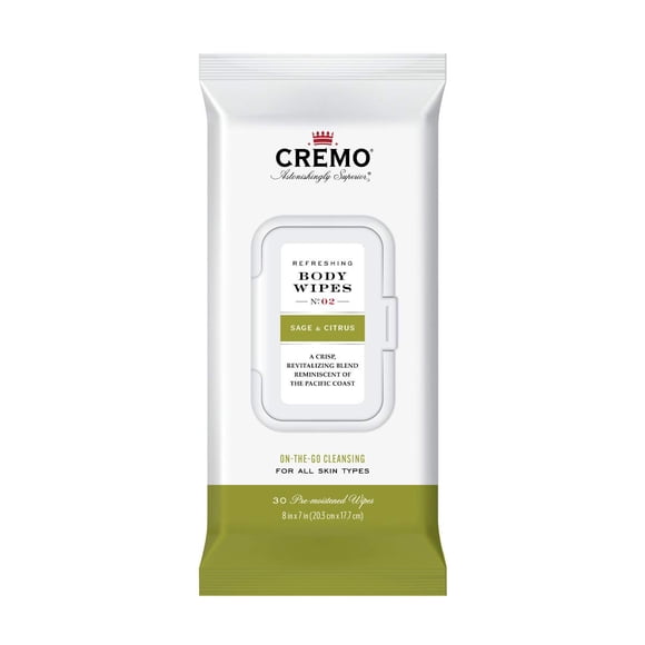 Toallitas corporales Cremo Refreshing Sage & Citrus, 60 unidades