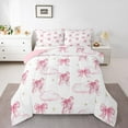 thumbnail image 2 of Pink Bowknot Comforter Set Queen Size,Ballet Shoes Dance Star Cloud Princess Bedding Set,Women Room Decor,Bow Tie Butterfly Knot Sweet Down Comforter,Romantic Duvet Insert,2 Pillowcases, 2 of 7