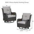 thumbnail image 3 of Pocassy  Outdoor Wicker Glider Swivel Club Chairs (Set of 2) Brown/Grey, 3 of 5