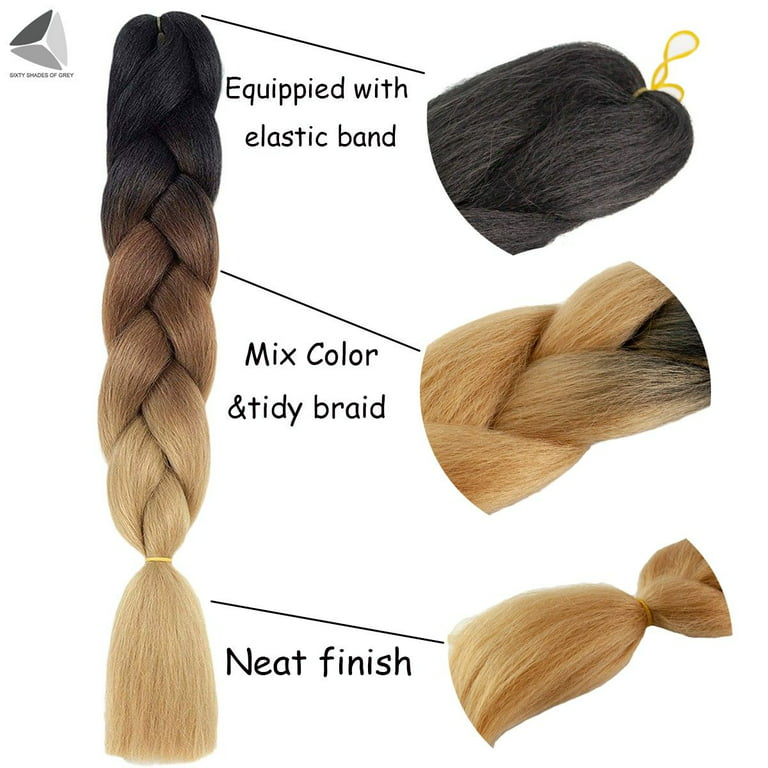 Ombre Braiding Synthetic Hair Extension for Crochet Box Braids Twist Long  Fishtail Ponytail 24 Inches 