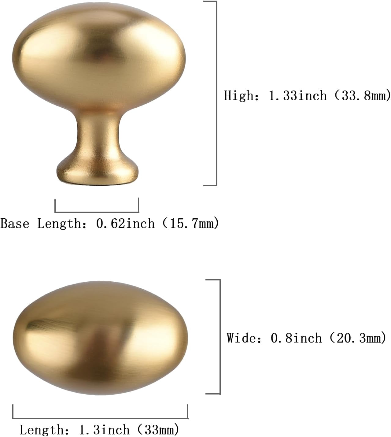 ABCISI 10 Pack Oval Cabinet Knobs, Furniture Cupboard Pulls, Modern Single Hole Hardware for Kitchen Cabinet, Dresser, Wardrobe Drawer, Champagne Bronze