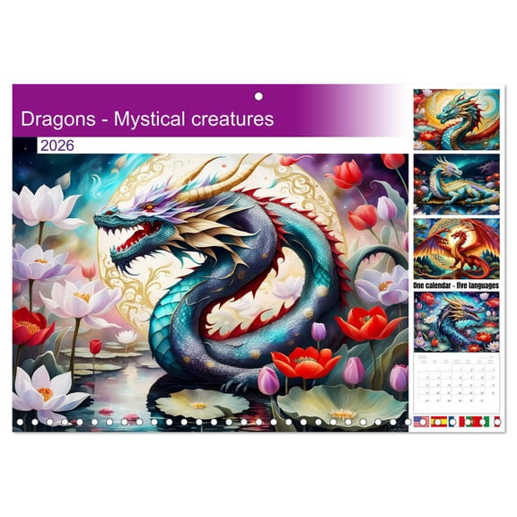 Dragons - Mystical creatures (Monthly Wall Calendar 2026 16.5 x 23.4 (open)), CALVENDO 14 Month Calendar