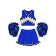 thumbnail image 3 of Linjinx Girls Cheer Leader Cheerleading Uniform Festival Birthday Party Outfit V Neck Top Royal Blue 8, 3 of 6