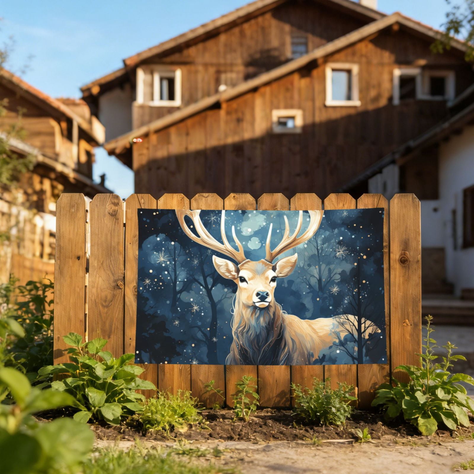 Antler Whitetail Deer Hunting Art Four Hole Decorated Banner Flag for Garden Yard Home Decoration Indoor Outdoor 4x6 Ft