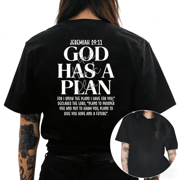 Cozymy Women's Christian Jeremiah 29:11 "God Has A Plan" Graphic Crewneck Short Sleeve T-Shirt Inspirational Faith Tee